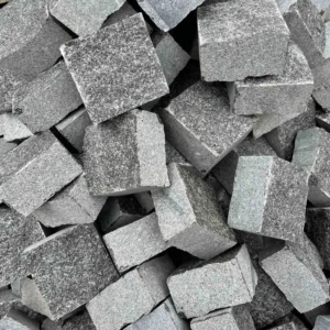 Гранітна бруківка пиляно-колота “Габро»/«Олівець», сіра/ графіт, 10x10x5 см, Україна